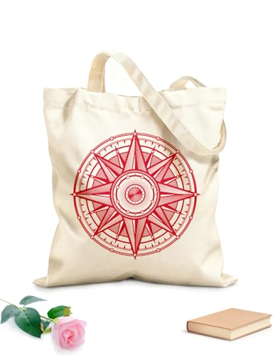 XIARON Bolsa de lona para vino rosa de los vientos, cartografía, geografía, símbolo Tela de 340g/m² de grosor Se usa como bolsa de regalo M Rojo carmín 🔥