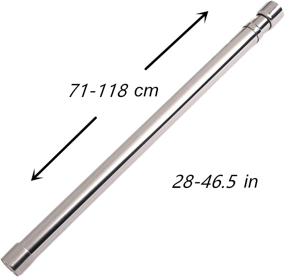 Sinzau 28-46.5 inches Extendable Wardrobe Rod, Stainless Steel Wardrobe Rail Tube with End Sockets, Silver - Image 3