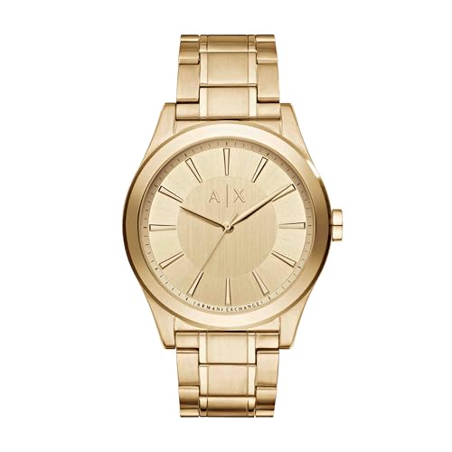Armani Exchange Nico Men's Quartz Watch with Gold Dial and Gold Stainless Steel Bracelet AX2321