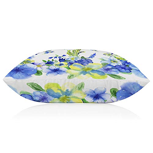 Ekobla Throw Pillow Cover Watercolor Floral Wildflowers Blue Yellow Summer Floral Butterflies Animal Cute Decor Lumbar Pillow Case Cushion For Sofa Couch Bed Standard Queen Size 20X30 Inch #TOP5