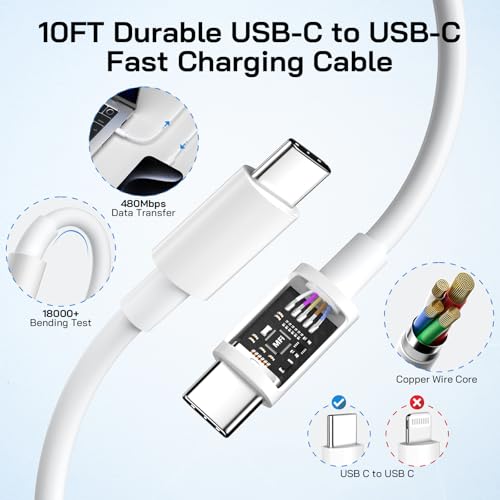 30W USB C i Phone 17 16 15 Charger Fast Charging, 2PACK Wall Charger for iPhone 16 15 Pro Max Charger Cord 10FT Fast Type C Block for iPhone 17 Pro Max/17 Air/16/15 Plus/15 Pro Max,i Pad Pro/Air image 4