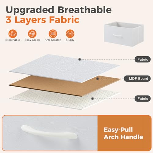 image for Sweetcrispy Nightstand Small Bedroom Dresser with 4 Fabric Drawers, Be