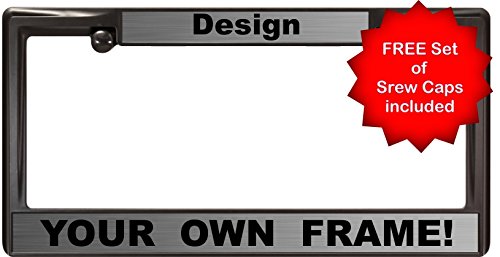 Personalized Heavy Duty Black Metal Laser Engraved Standard Size (6”x12”) with Custom Text Design - Car/Automobile License Plate Frame with Free caps - Steel/Black (Qty: 1 Frame)