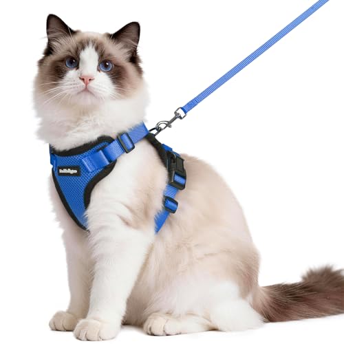 Image of rabbitgoo Cat Harness and Leash Set, Escape Proof Vest, Navy Blue