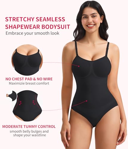 Gotoly Shapewear for Women Tummy Control Shapewear Bodysuit Seamless Faja Body Shaper Waist Trainer Body Suit Butt Lifter(Black,X-Large)