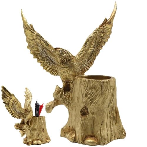Pot de papeterie figurine d'aigle en résine sculptée de qualité