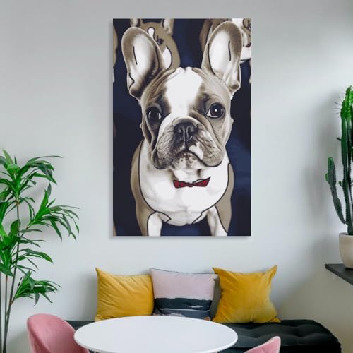 Toile bouledogue français pour sublimer un mur de bureau