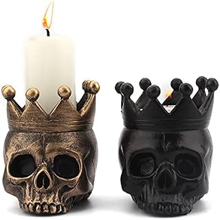 YUNNUO Skull Ccandle Holder,Candle Hholders For Pillar Candles Set Of 2,Suitable For Decoration In Living Room, Bedroom, Kitchen, Outdoor2 pcs