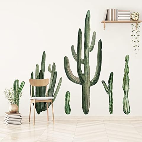 ROFARSO 70.1'' High Huge Saguaro Cactus Wall Stickers Vinyl Removable Peel and Stick Tropical Plant Wall Decals Art Decorations Decor for Bedroom Living Room Office Classroom Library Shop Murals Cover