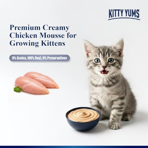 Image of Kitty Yums Kitten Wet Mousse 80g(4+1) Pack of 5, 400g | Chicken | Rich in Protein | Promotes Hydration & Easy to Digest | No Artificial Flavours | Packed with Essential Vitamins & Antioxidants
