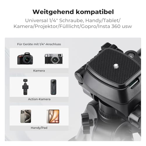K&F CONCEPT Mini Tischkamerastativ, S233A0 25,5’’ Stativ mit Fernbedienung, klein und tragbar für DSLR-Kameras, Camcorder, Smartphone, Projektoren und Teleskope