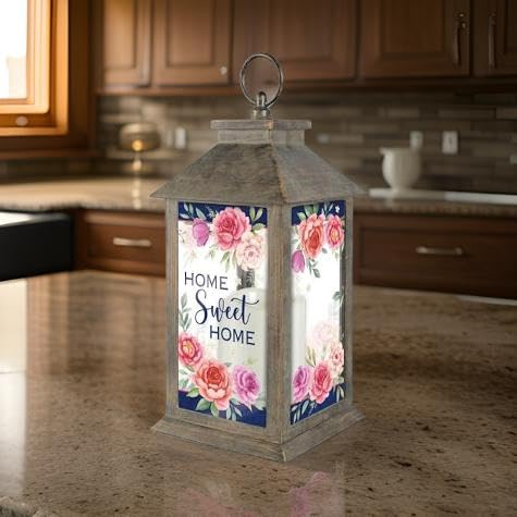 Lanterne bougie LED Carson Cabbage Roses de 27cm pour décoration de table