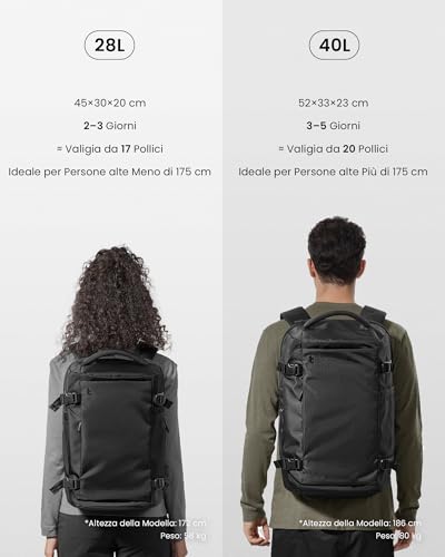 Tomtoc Zaino Da Viaggio 40L, Zaini Viaggio Tsa, Zaino Bagaglio A Mano Impermeabile, Leggero Business Travel Backpack Per Laptop 17,3 Pollici Per Uomo Donna, Zaini Grande Casual Weekender - 10