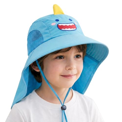 Image of SYGA Children's Cute Pink Bunny Sun Hat UPF 50+ Wide Brim UV Protection Bucket Hat, Lightweight Breathable Summer Beach Fishing Hat for 3-10 Years Boys & Girls