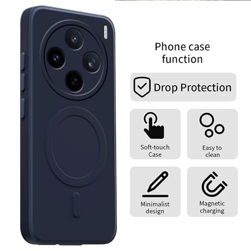 Image of amazon basics Back Cover for Vivo X200T 5G Soft Matte Silicone Mag-Safe Design (Mag-Safe Not Support) Camera Protection | Slim Fit Bumper Cover (Blue)