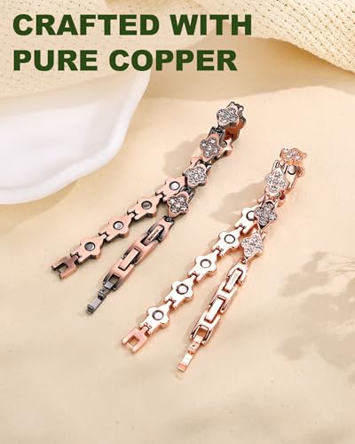 MagEnergy Copper Bracelet for Women, 3800 Gauss Magnetic Copper Bracelet, Four-Leaf Clover Design, 99.99% Copper, Jewelry Gift & Sizing Tool - Image 4