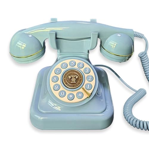 Téléphone fixe classique filaire bleu pour stopper les ondes et embellir le bureau