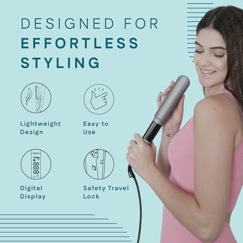 Image of WINSTON Hair Straightener with Titanium Ceramic Plates, Adjustable Temperature Auto Shut-Off, Digital Display, All Hair Type - 1 Year Warranty