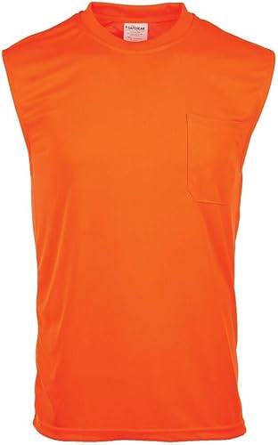 Miniatura 3 de J. J. Keller & Associates, Inc. Camiseta sin mangas de alta visibilidad, absorbe la humedad, bolsillo, naranja, SAFEGEAR