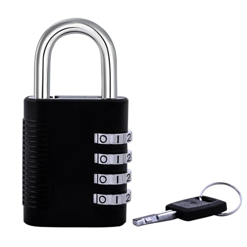SX-575 4-Dial Combination Disc Padlock, High Security Combination Lock, Indoor, Outdoor Storage Cabinet Padlock, Durable Locker Lock, for Home Improvement, with Shielded Hardened Steel Shackle,Chrome