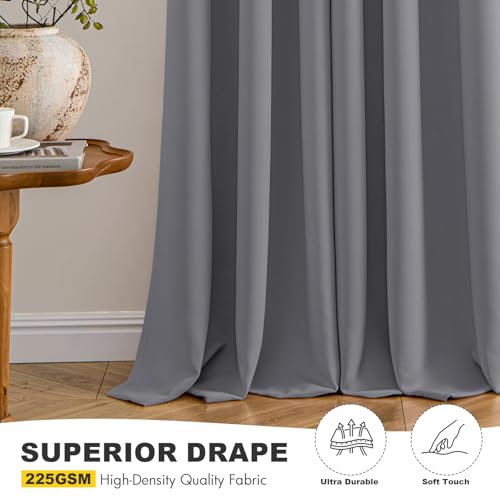 Image of MIULEE Blackout Curtains for Bedroom Living Room 2 Panels, Thermal Insulated Room Darkening Drapes Grommet Noise Reducing Light Blocking Window Treatments 84 Inches Long 40x84 Inch Light Gray