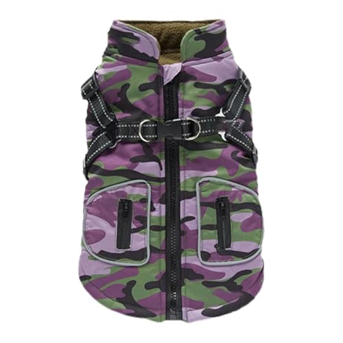 犬用ジャケット 防水 - 反射ストライプデザイン、内蔵ハーネス、暖かいパッド入り内装、調節可能なフィット感 |小型、中型、大型ペット用の冬用コート、屋外散歩、防寒対策, 肌に優しく柔らかなポリエステル素材で保温性に優れ