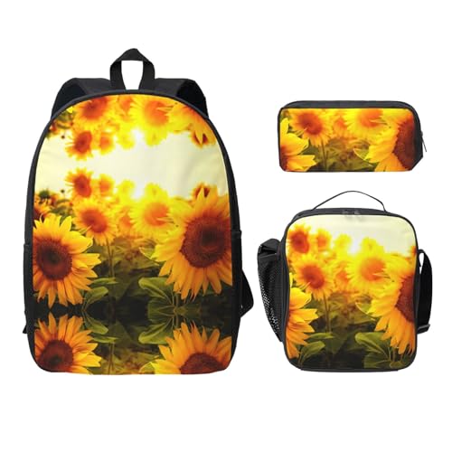 Sac à dos imprimé tournesol léger idéal pour les journées de cours au collège