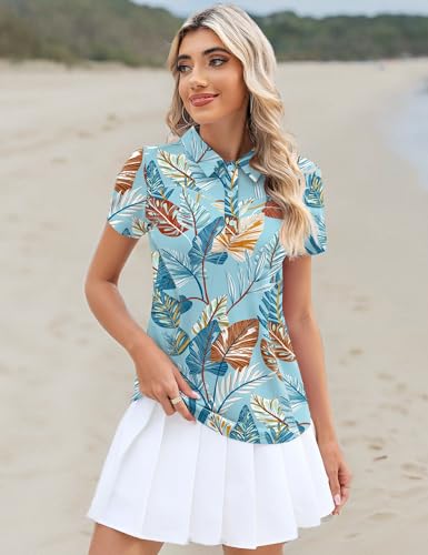 Image of TFSDOD Womens Golf Polo Shirts Collared Short Sleeve T Shirt Lightweight Moisture Wicking Polo Casual 3 Buttons Outfits