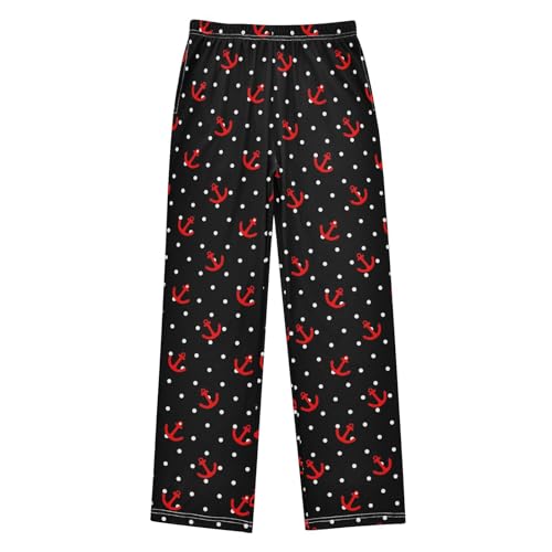 Anchor Polka Dot Boys Long Pants Soft Trousers Elastic Waist Kids Lounge Bottoms with Pockets S-XL