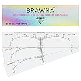 Brawna Eyebrow Ruler - 60 Pcs Clear Adhesive Shaping, Henna Tinting and Microblading Kit Stencils - Disposable Extensions Shaper Tool for Women - Microblading Supplies