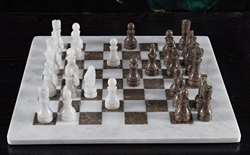 Radicaln 15 Inches Large Handmade White And Grey Oceanic Weighted Marble Full Chess Game Set For Adults Staunton And Ambassador Gift Style Tournament Chess Sets #TOP3