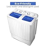 Giantex Portable Mini Compact Twin Tub Washing Machine 20lbs Washer Spain Spinner Portable Washing Machine, Blue+ White - Image 4