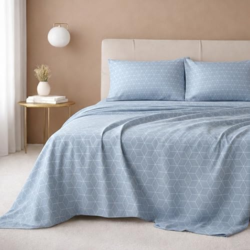 Image of California Design Den King Size Sheet Set - 100% Cotton, 600 Thread Count, Deep Pocket King Sheets, Premium-Feel Bedding with Sateen Weave - Urban Geometric Print
