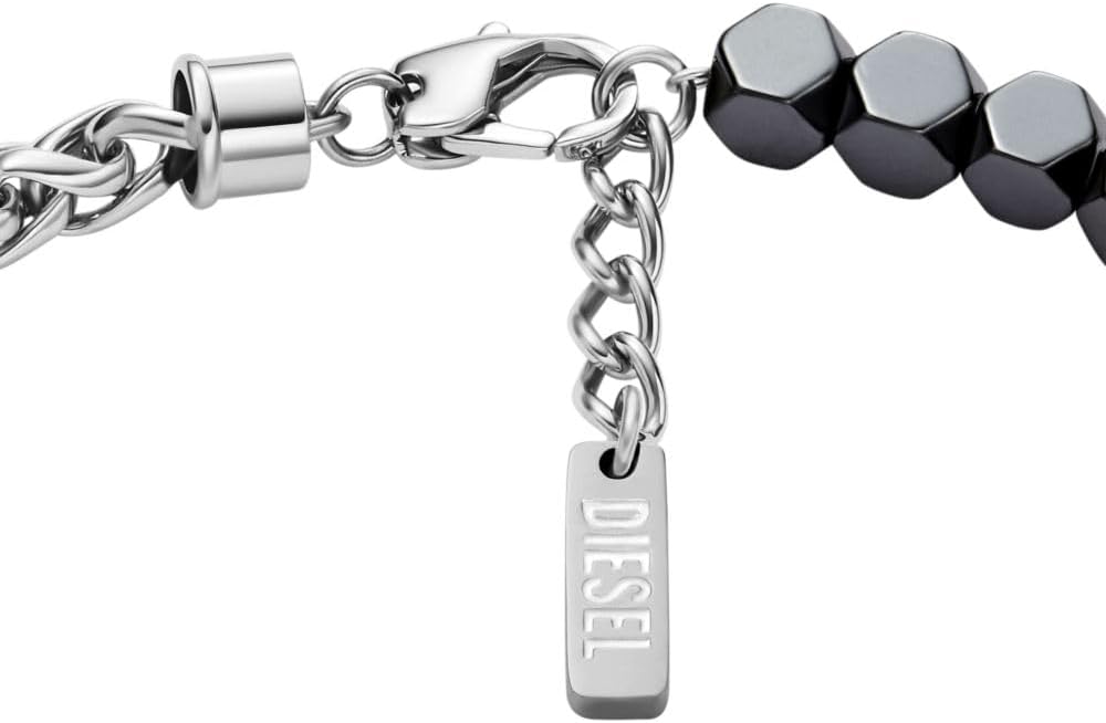Diesel Stainless Steel and Hematite Beaded Bracelet (Model: DX1647931) - Image 2