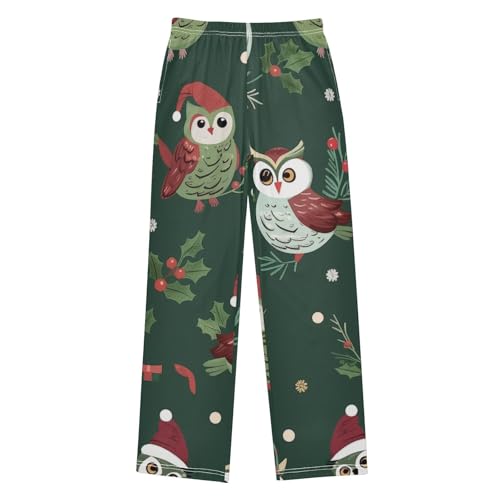 Owl Spruce Branches Boys Long Pants Soft Trousers Elastic Waist Kids Lounge Bottoms with Pockets S-XL