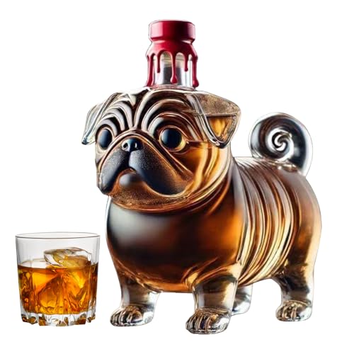 Botellas de vino claro - botellas de vino transparente para decoración | Pug Design Alcohol Spirits Decanter - Transparente Wine Dispensver Liquor Supplies for Brandy Vodka Beer Beverages Drinks, pl