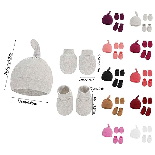 Baby Hats Mittens and Socks Set Unisex Cotton 𝐁eanie Cap and Scratch Mitten Non-Slip Baby Ankle Socks for Boys2