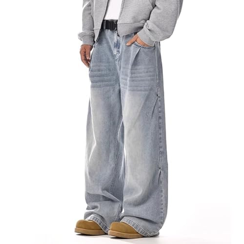 Men's Baggy Jeans Y2K Mid Rise Wide Leg Skater Denim Pants Vintage 90s Hip Hop Jeans Loose Fit Casual for Men Teen Boys