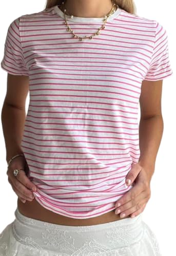 Image of Vintage Oversized Flower Graphic Tees Cute Surfboard Palm Baggy T-Shirts Summer Preppy Beach Tops Teen Girls Clothes