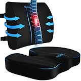 Office Chair Seat Cushion, Cooling Gel Enhanced Memory Foam Cushion for Long Sitting - Back, Sciatica, Coccyx, Tailbone Pain Relief Pillow - for Office, Gaming (Blacks)