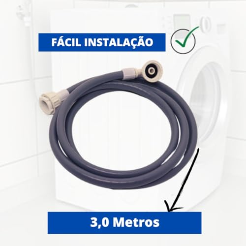 Mangueira Entrada Água Máquina De Lavar Universal 3m Metros Cinza | Ledmang