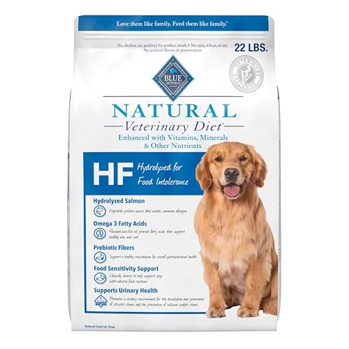 Blue Buffalo Natural Veterinary Diet HF Hydrolyzed for Food Intolerance Dry Dog Food, Salmon 22-lb Bag