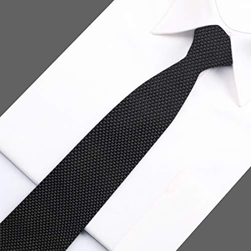 Dan Smith Black Men Skinny Knitted Tie Solid Square Knitted Slim Knitted Ties Dao3E01B Polyester Black #TOP3