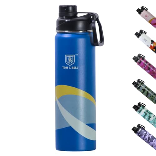 Image of TOM&BELL Water Bottle for Kids, Kids Water Bottle for School, 304 Stainless Steel hot and Cold Thermosteel Leakproof Water Bottle, Double wall Bottle (Blue650, 650 ml)