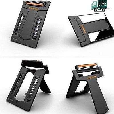 Tinksky Carzor ultra-portatile cassette Razor a forma di carte rasoio con specchio (nero)