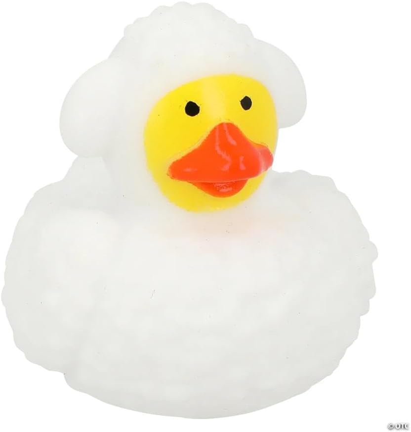 Fun Express 1 1/2" Mini White Religious Lamb Rubber Ducks, VBS 2026 – 24 Pieces