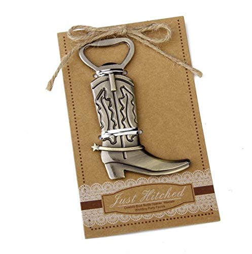 Youkwer 24 PCS Unique Skeleton Cowboy Boots Shaped Bottle Opener with Escort Tag Card for Wedding Party Favors Gift & Decorations (Cowboy Boots,Bronze)
