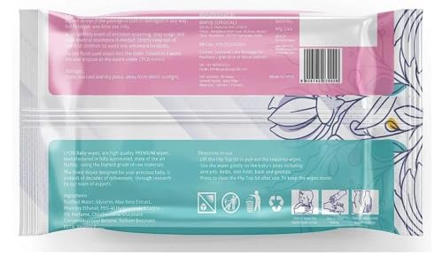 Image of Lyon Premium Baby Wipes with Aloe Vera & Vitamin E - Dermatologically Tested, pH-Balanced, Free from Alcohol & Parabens - 960 Wipes (Pack of 12, 80 Wipes per Pack)