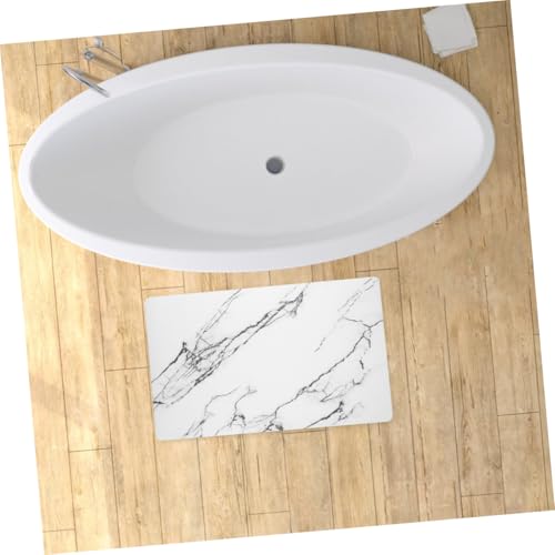 Tapis en cuir PU aspect marbre blanc luxury chic 60x40 cm