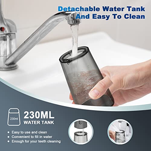 SURFOU Munddusche Kabellos Mundduschen 230ML 5 Modi 7 Düsen, Mundduschen Testsieger 2023 Reise Water Flosser IPX7 Wasserdicht USB TYP-C wiederaufladbar für Reisen & Hause – Bild 5